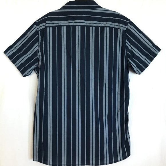 Slate & Stone Shirt Men Large Blue White Striped Button Up Collared Short Sleeve - Picture 2 of 10